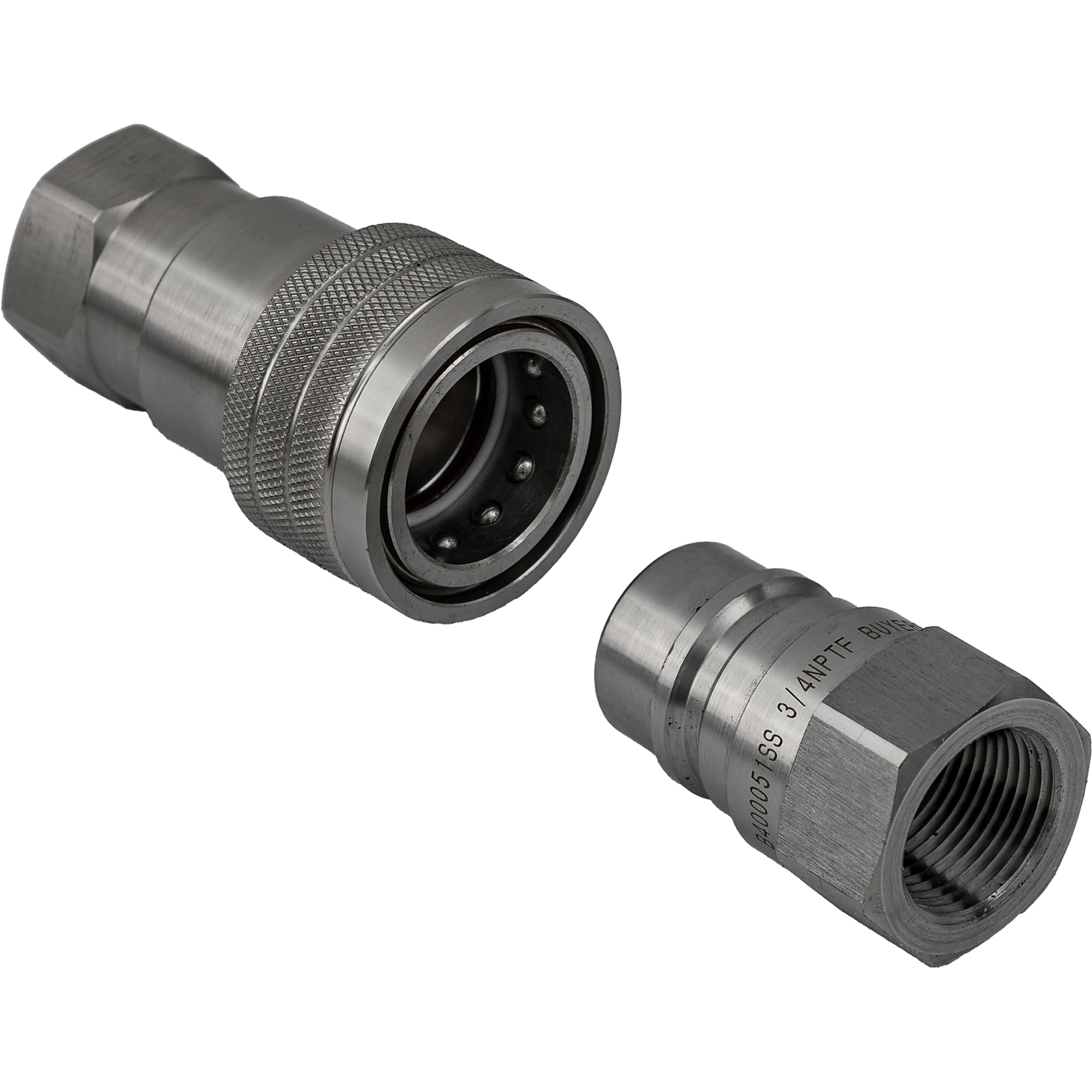 Buyers Products, Hydraulic Coupler Set, SST, 3/4in. NPTF, 3/4in. Body, Fitting Size 3/4 in, Model# B40005SS